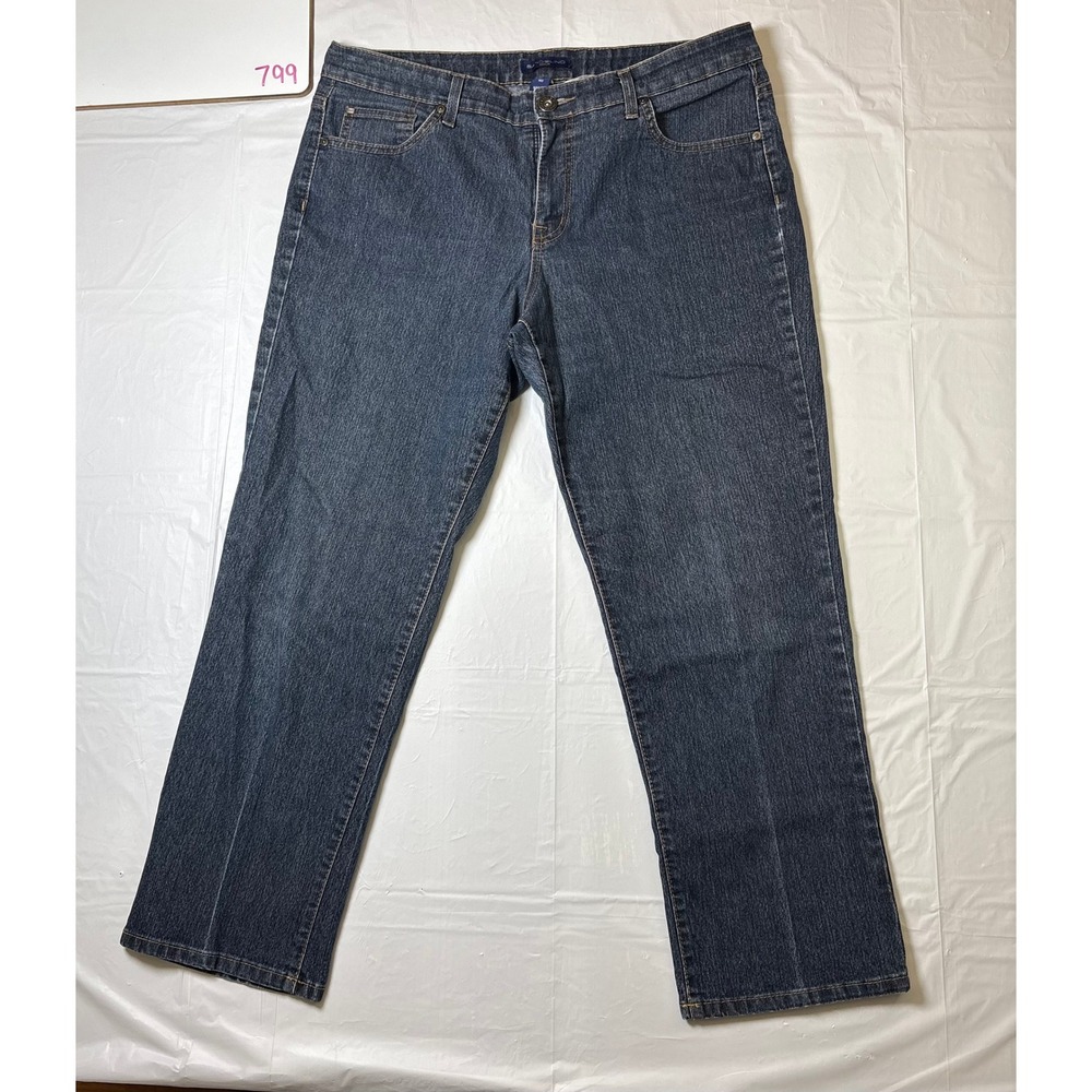 Bandolino Mandie Dark Wash Straight Leg Jeans‎ Womens 14S Short Blue Denim 14